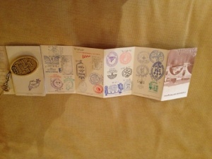 This is our pilgrims passport with all the stamps so far, and the key to out room